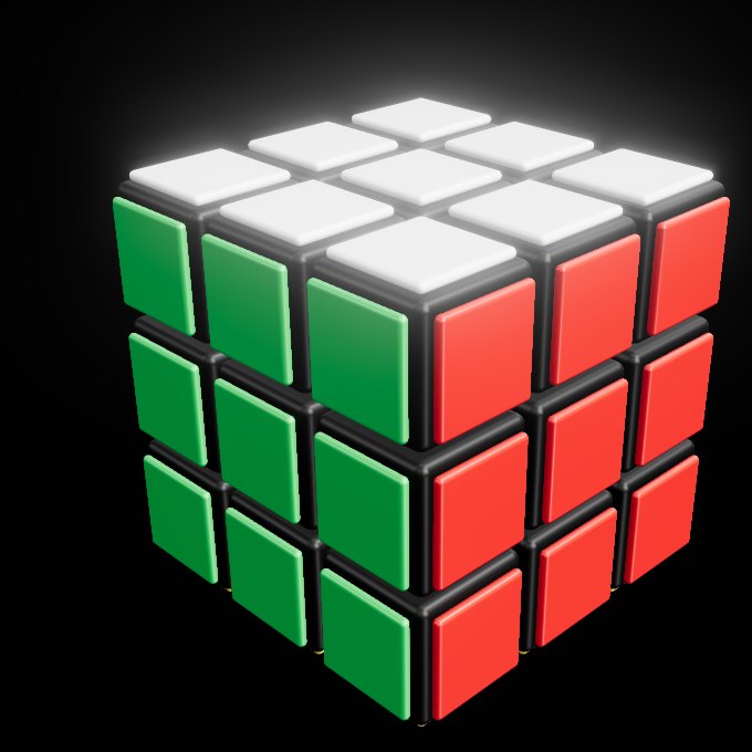 A 3D speed cube rendered with soft reflections on a black background